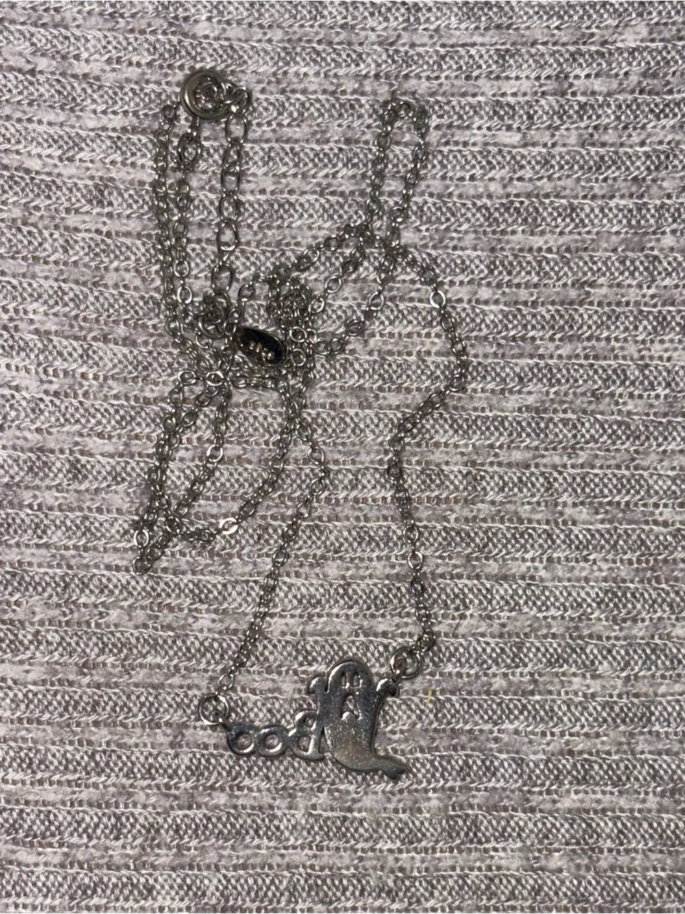 Halloween theme 925 marked silver ghost & “Boo” adjustable chain necklace